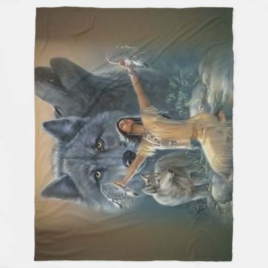 WOLFS en INDIAN MAIDEN Fleece Deken (Voorkant)