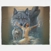 WOLFS en INDIAN MAIDEN Fleece Deken (Voorkant (Horizontaal))