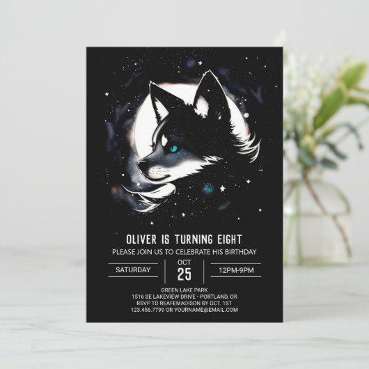 Wolf's grillige verjaardag kaart (Staand voorkant)