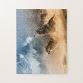 Wolfs Howl op een Herfst van de Koude Foggy Starry Legpuzzel (Verticaal)