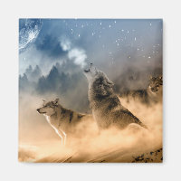 Wolfs Howl op een Herfst van de Koude Foggy Starry