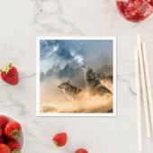 Wolfs Howl op een Herfst van de Koude Foggy Starry Servet (Insitu)