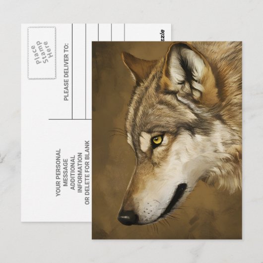 Wolfs Keen Gaze Briefkaart (Voorkant / Achterkant)