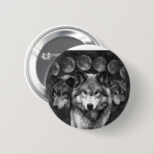 Wolf's knop ronde button 5,7 cm (Voorkant /achterkant)