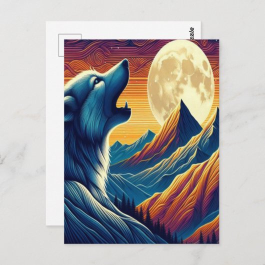 Wolfs Moonlit Howl Briefkaart (Voorkant / Achterkant)