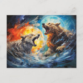 Wolfs Sköll and Hati hunting moon and sun Briefkaart