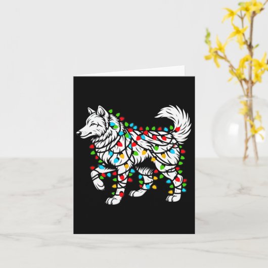 Wolfs Tree-kerstzuster Xmas Pet Animal Wolf Kaart (Gele Bloem)