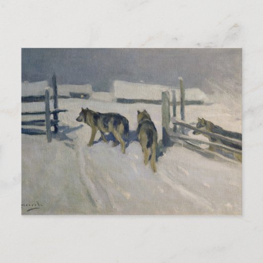 Wolfs, Winter Night, c.1910 Briefkaart (Voorkant)
