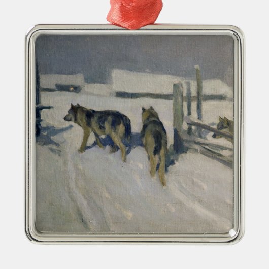 Wolfs, Winter Night, c.1910 Metalen Ornament (Voorkant)