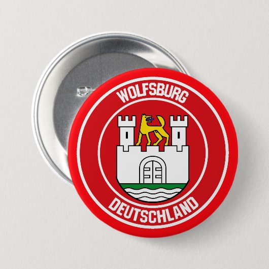 Wolfsburg Round Emblem Ronde Button 7,6 Cm (Voorkant /achterkant)