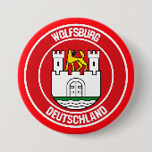 Wolfsburg Round Emblem Ronde Button 7,6 Cm (Voorkant)