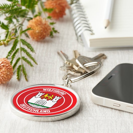 Wolfsburg Round Emblem Sleutelhanger (Zijkant)