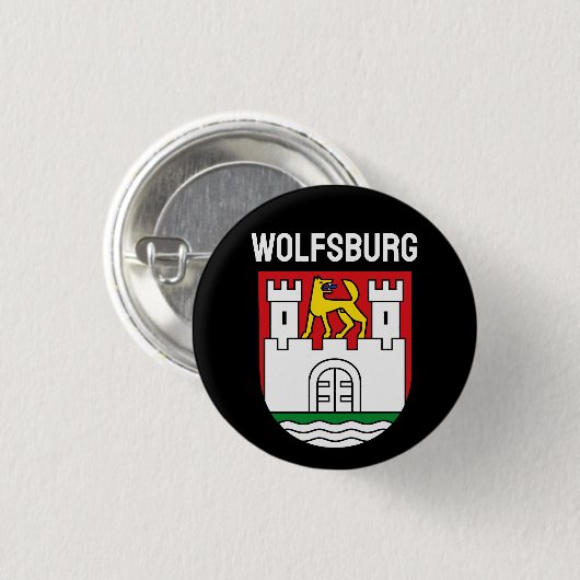 Wolfsburg wapen, Duitsland Ronde Button 3,2 Cm (Voorkant /achterkant)