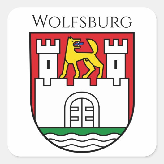 Wolfsburg wapen, Duitsland Vierkante Sticker (Voorkant)