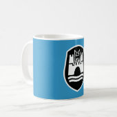 Wolfsburg wapenschild (zwart wit) koffiemok (Voorkant links)