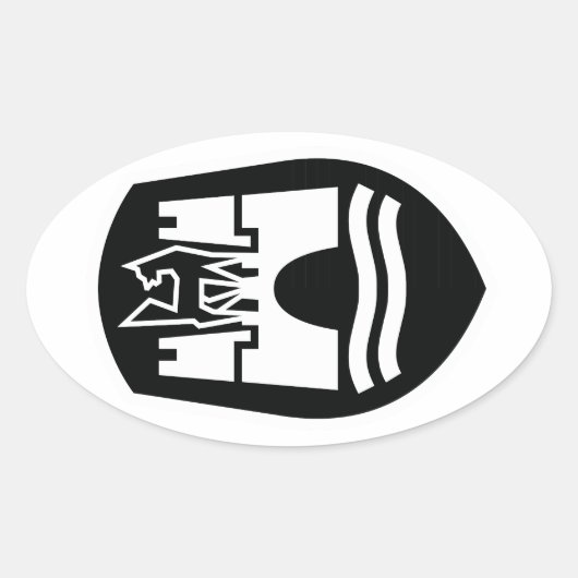 Wolfsburg wapenschild (zwart wit) ovale sticker (Voorkant)