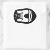 Wolfsburg wapenschild (zwart wit) ovale sticker (Tas)