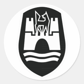 Wolfsburg wapenschild (zwart wit) ronde sticker