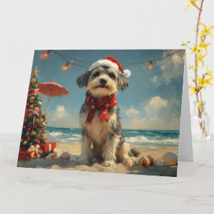 Wolfshond Dog Christmas Beach Kaart