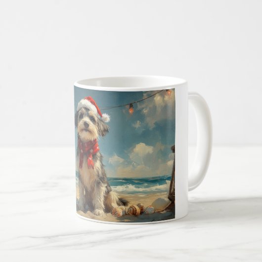 Wolfshond Dog Christmas  Beach Koffiemok (Voorkant rechts)