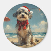 Wolfshond Dog Christmas  Beach Magneet (Voorkant)