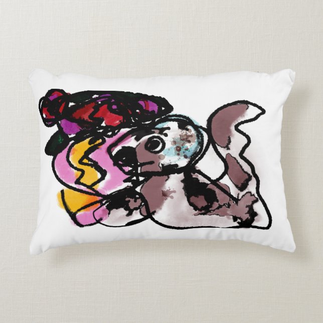 Wolfshond en bloemen vreugde accent kussen (Voorkant)