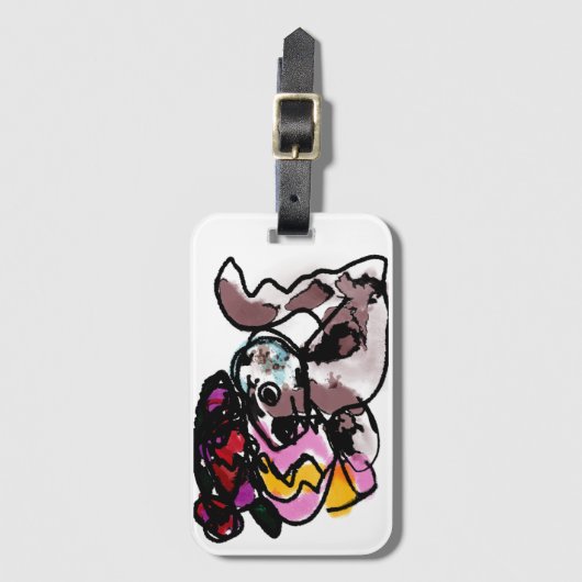 Wolfshond en bloemen vreugde bagagelabel (Voorkant (verticaal))