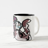 Wolfshond en bloemen vreugde tweekleurige koffiemok (Voorkant rechts)