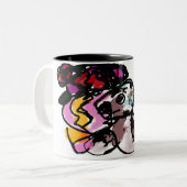 Wolfshond en bloemen vreugde tweekleurige koffiemok (Voorkant links)