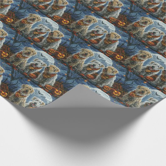 Wolfshond Halloween Spooky Cadeaupapier (Hoek)