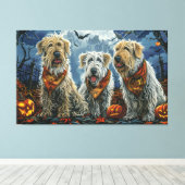 Wolfshond Halloween Spooky Canvas Afdruk (Insitu (Houten vloer))