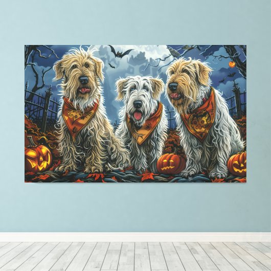 Wolfshond Halloween Spooky Canvas Afdruk (Insitu (Houten vloer))