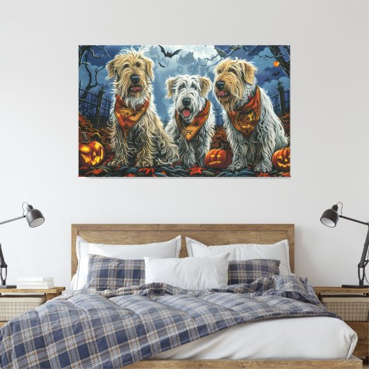 Wolfshond Halloween Spooky Canvas Afdruk (Insitu (Slaapkamer))