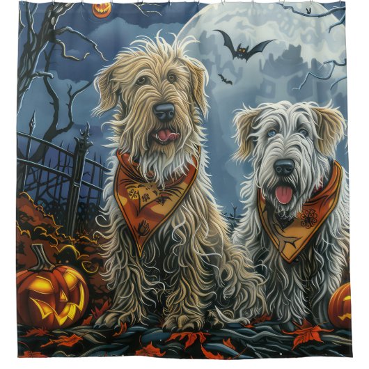 Wolfshond Halloween Spooky Douchegordijn (Voorkant)