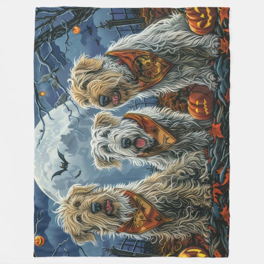 Wolfshond Halloween Spooky Fleece Deken (Voorkant)