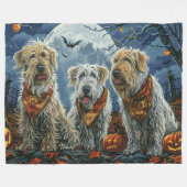 Wolfshond Halloween Spooky Fleece Deken (Voorkant (Horizontaal))