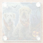 Wolfshond Halloween Spooky Glazen Onderzetter (Achterkant)
