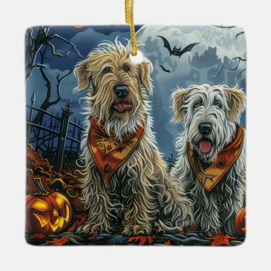 Wolfshond Halloween Spooky Keramisch Ornament (Voorkant)