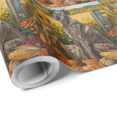 Wolfshond Hond Herfst Oogst Dankdag Cadeaupapier (Rol Hoek)