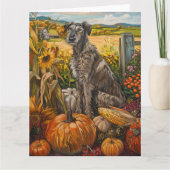 Wolfshond Hond Herfst Oogst Dankdag Kaart (Voorkant)