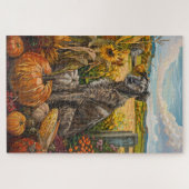 Wolfshond Hond Herfst Oogst Dankdag Legpuzzel (Horizontaal)
