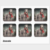Wolfshond Hond in Sneeuw Kerstmis Vierkante Sticker (Vel)