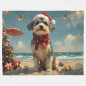 Wolfshond Hond Kerstmis Vintage Strand Fleece Deken (Voorkant (Horizontaal))