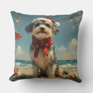 Wolfshond Hond Kerstmis Vintage Strand Kussen