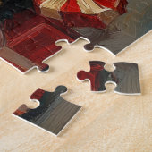 Wolfshond Hond Kerstmis Vintage Strand Legpuzzel (Zijkant)