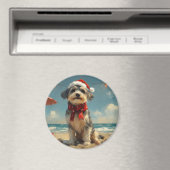 Wolfshond Hond Kerstmis Vintage Strand Magneet (Insitu (Vaatwasser))