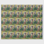 Wolfshond Hond Spring Bloemen Schilderen Cadeaupapier (Vlak)