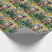 Wolfshond Hond Spring Bloemen Schilderen Cadeaupapier (Hoek)