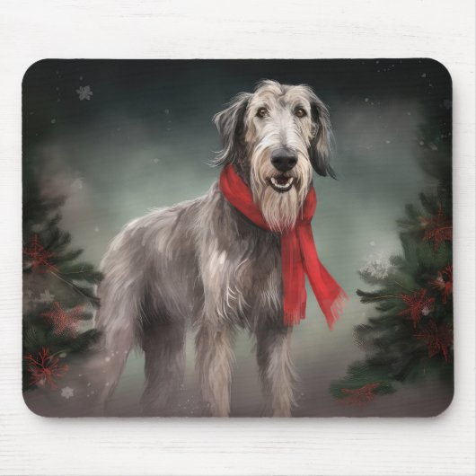 Wolfshond Honden in Sneeuw Kerstmis Muismat (Voorkant)