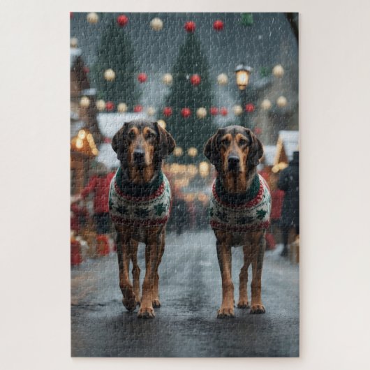 Wolfshond Honden Kerst Sneeuw Feestdag Legpuzzel (Verticaal)